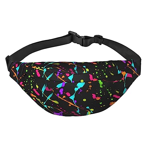 Glow in Dark Splatter Neon Waist Packs Adjustable Casual Waist Bag Pack Hiking Belt Waist Packs, Siehe Abbildung, Einheitsgröße, Lässiger Tagesrucksack von XVBCDFG