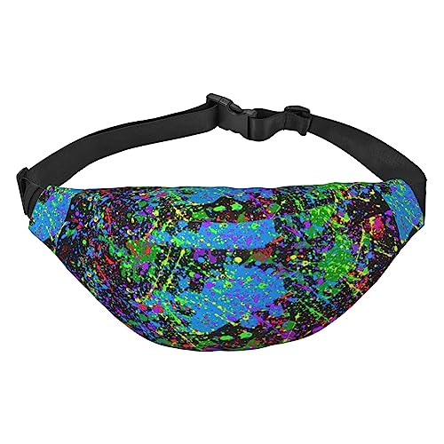 Glow in Dark Splatter Neon Waist Packs Adjustable Casual Waist Bag Pack Hiking Belt Waist Packs, Siehe Abbildung, Einheitsgröße, Lässiger Tagesrucksack von XVBCDFG