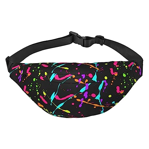 Glow in Dark Splatter Neon Waist Packs Adjustable Casual Waist Bag Pack Hiking Belt Waist Packs, Siehe Abbildung, Einheitsgröße, Lässiger Tagesrucksack von XVBCDFG