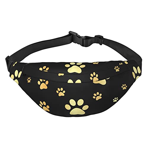 Golden Dog Paw Pattern Waist Pack for Men Women Adjustable Belt Fanny Waist Bag Rave Fashion Pack Bum Bag Travel Pursemen, Siehe Abbildung, Einheitsgröße, Lässiger Tagesrucksack von XVBCDFG