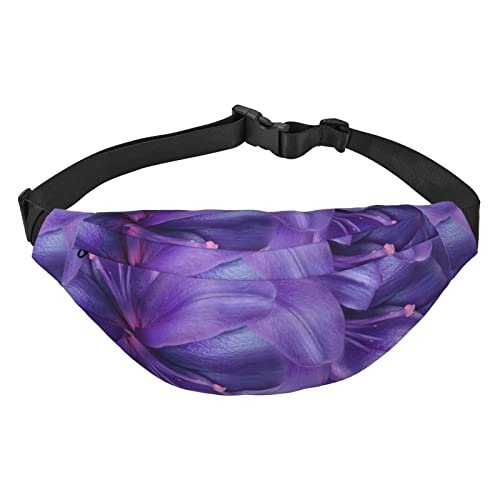 Große Gürteltasche, bedruckt, Zuckerstangen, Crossbody-Tasche, freie Anpassung, elastische 3 Reißverschlusstaschen, für Männer und Frauen, Laufen, Reisen, Violette Lilien, Einheitsgröße, Lässiger von XVBCDFG