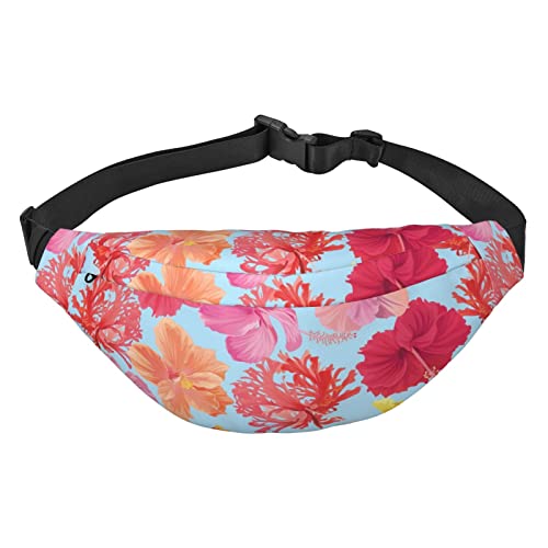 Hibiskus Blumen Muster Taille Pack für Männer Frauen Verstellbarer Gürtel Fanny Hüfttasche Rave Fashion Pack Bauchtasche Reise Geldbörsen, Siehe Abbildung, Einheitsgröße, Lässiger Tagesrucksack von XVBCDFG