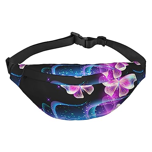 Hüfttasche für Frauen Neon Schmetterling gedruckt Crossbody Fanny Pack mit verstellbarem Gurt Mode Gürteltasche, Siehe Abbildung, Einheitsgröße, Lässiger Tagesrucksack von XVBCDFG