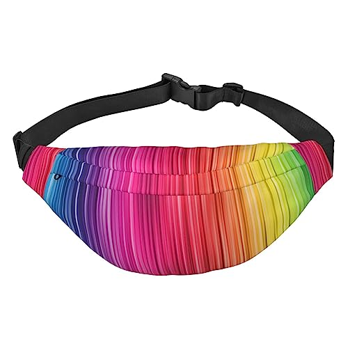 Hüfttasche für Frauen Regenbogen Farbe Streifen Gedruckt Crossbody Fanny Pack mit verstellbarem Gurt Mode Gürteltasche, Siehe Abbildung, Einheitsgröße, Lässiger Tagesrucksack von XVBCDFG