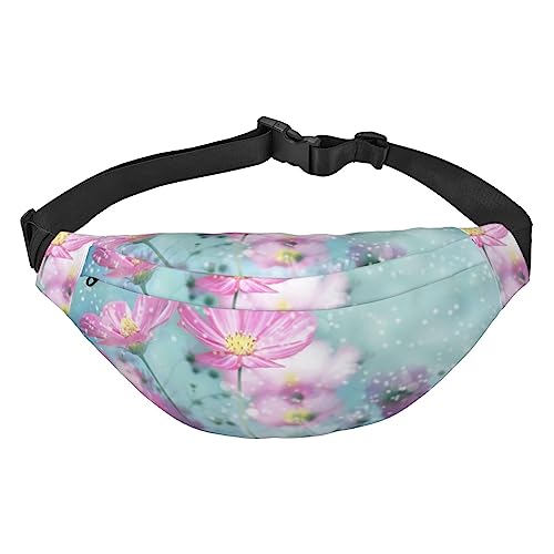 Hüfttasche für Frauen Rosa Blume Gedruckt Crossbody Fanny Pack mit verstellbarem Gurt Mode Gürteltasche, Siehe Abbildung, Einheitsgröße, Lässiger Tagesrucksack von XVBCDFG