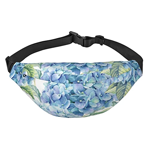 Hydrangea Aquarell-Bauchtasche für Männer und Frauen, Gürteltasche, verstellbare Hüfttasche für Reisen, Wandern, Laufen, Bauchtaschen, Schwarz , Einheitsgröße, Lässiger Tagesrucksack von XVBCDFG