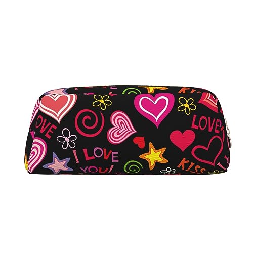 Love Hearts Make-up-Tasche Leder Federmäppchen Reise Kulturbeutel Kosmetiktasche tägliche Aufbewahrungstasche für Frauen, gold, Einheitsgröße, Taschen-Organizer von XVBCDFG