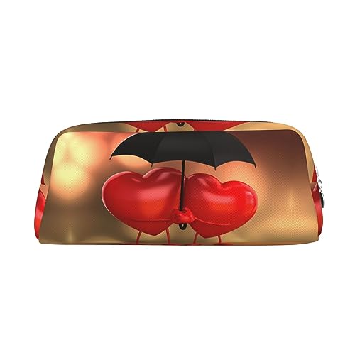 Love Hearts with Umbrella Makeup Bag Leather Pencil Case Travel Toiletry Bag Cosmetic Bag Daily Storage Bag for Women, silber, Einheitsgröße, Taschen-Organizer von XVBCDFG
