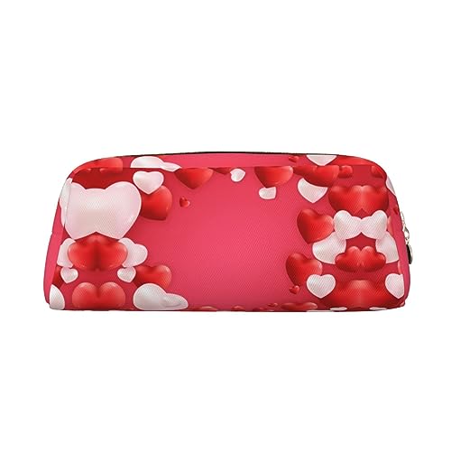 Love Red Hearts Make-up-Tasche Leder Federmäppchen Reise Kulturbeutel Kosmetiktasche tägliche Aufbewahrungstasche für Frauen, gold, Einheitsgröße, Taschen-Organizer von XVBCDFG