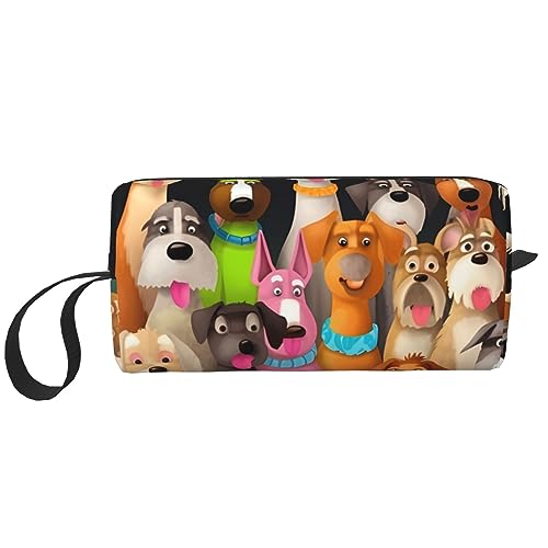 Make-up-Tasche für Damen, hawaiianische bunte Blume, bedruckt, große Kapazität, Kosmetiktaschen, tragbare Kulturtasche, Reise-Aufbewahrung, Dogs2, Einheitsgröße, Taschen-Organizer von XVBCDFG