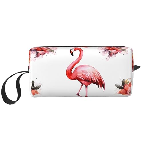 Make-up-Tasche für Damen, hawaiianische bunte Blume, bedruckt, große Kapazität, Kosmetiktaschen, tragbare Kulturtasche, Reise-Aufbewahrung, Flamingo, Einheitsgröße, Taschen-Organizer von XVBCDFG