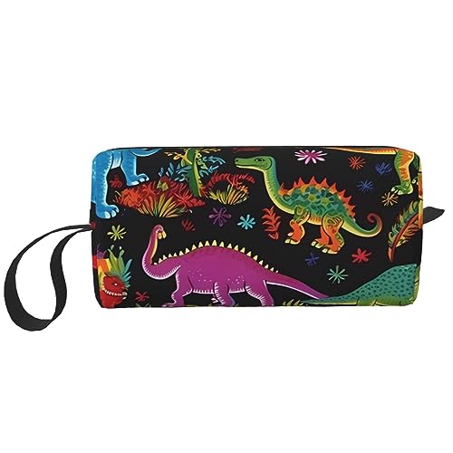 Make-up-Tasche für Frauen, Cartoon-Dinosaurier, bedruckt, große Kapazität, Kosmetiktaschen, tragbare Kulturtasche, Reise-Aufbewahrung, Siehe Abbildung, Einheitsgröße, Taschen-Organizer von XVBCDFG