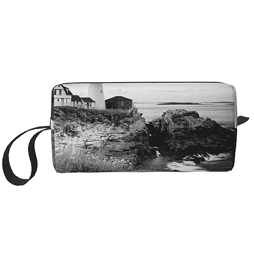 Make-up-Tasche für Frauen, Gruppe von Schmetterlingen, bedruckt, große Kapazität, Kosmetiktaschen, tragbare Kulturtasche, Reise-Aufbewahrung, Ozean Leuchtturm Landschaft, Einheitsgröße, von XVBCDFG