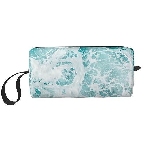 Make-up-Tasche für Frauen, Meerjungfrau-Fischschuppen-Druck, bedruckt, große Kapazität, Kosmetiktaschen, tragbare Kulturtasche, Reise-Aufbewahrung, Seewasser, Einheitsgröße, Taschen-Organizer von XVBCDFG