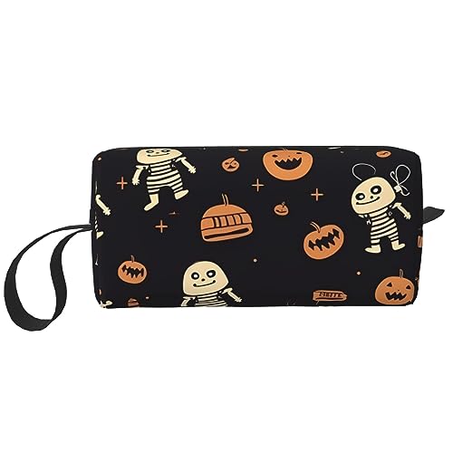 Make-up-Tasche für Frauen, bunte Schmetterlings-Stein-bedruckte große Kapazität, Kosmetiktaschen, tragbare Kulturtasche, Reise-Aufbewahrung, Süßes Halloween-Muster, Einheitsgröße, Taschen-Organizer von XVBCDFG