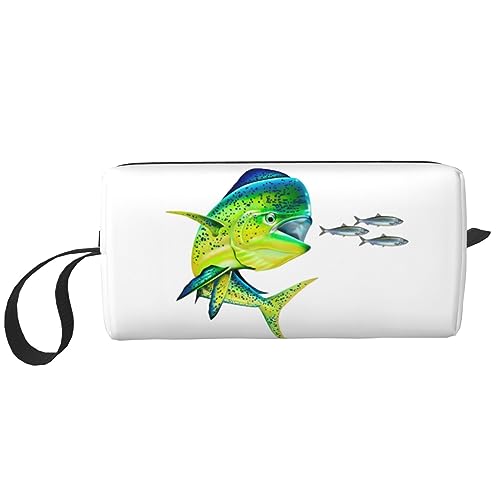 Make-up-Tasche für Frauen, grüner Fisch, bedruckt, große Kapazität, Kosmetiktaschen, tragbare Kulturtasche, Reise-Aufbewahrung, Siehe Abbildung, Einheitsgröße, Taschen-Organizer von XVBCDFG