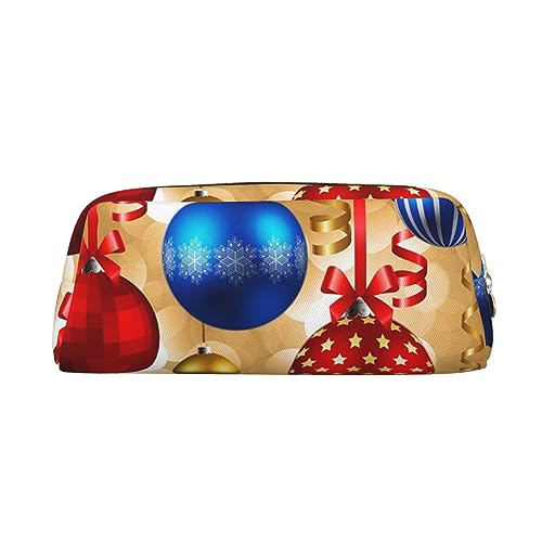 Merry Christmas Make-up-Tasche Leder Federmäppchen Reise Kulturbeutel Kosmetiktasche tägliche Aufbewahrungstasche für Frauen, gold, Einheitsgröße, Taschen-Organizer von XVBCDFG