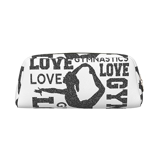 New Love Gymnastik-Make-up-Tasche, Leder, Federmäppchen, Reise-Kulturbeutel, Kosmetiktasche, tägliche Aufbewahrungstasche für Frauen, gold, Einheitsgröße, Taschen-Organizer von XVBCDFG