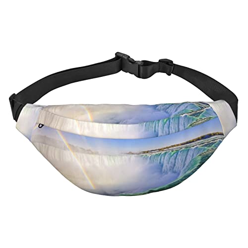 Palm Tree Purple Sunset Travel Running Large Crossbody Bag Herren und Damen Sport Hüfttasche Crossbody Bag, Wasserfall und Regenbogen, Einheitsgröße, Lässiger Tagesrucksack von XVBCDFG