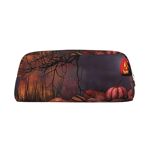 Pumpkins Lanterns Party Make-up Tasche Leder Federmäppchen Reise Kulturbeutel Kosmetiktasche Tägliche Aufbewahrungstasche für Frauen, silber, Einheitsgröße, Taschen-Organizer von XVBCDFG