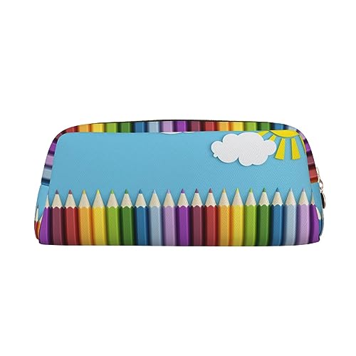 Rainbow Pencil Makeup Bag Leather Pencil Case Travel Toiletry Bag Cosmetic Bag Daily Storage Bag for Women, gold, Einheitsgröße, Taschen-Organizer von XVBCDFG