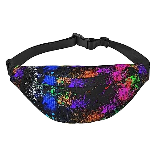 Rainbow of Neon Paint Splatters Waist Pack for Men Women Adjustable Belt Fanny Waist Bag Rave Fashion Pack Bum Bag Travel Pursemen, Siehe Abbildung, Einheitsgröße, Lässiger Tagesrucksack von XVBCDFG