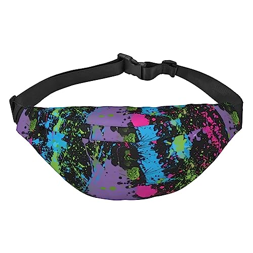 Rainbow of Neon Paint Splatters Waist Packs Adjustable Casual Waist Bag Pack Hiking Belt Waist Packs, Siehe Abbildung, Einheitsgröße, Lässiger Tagesrucksack von XVBCDFG