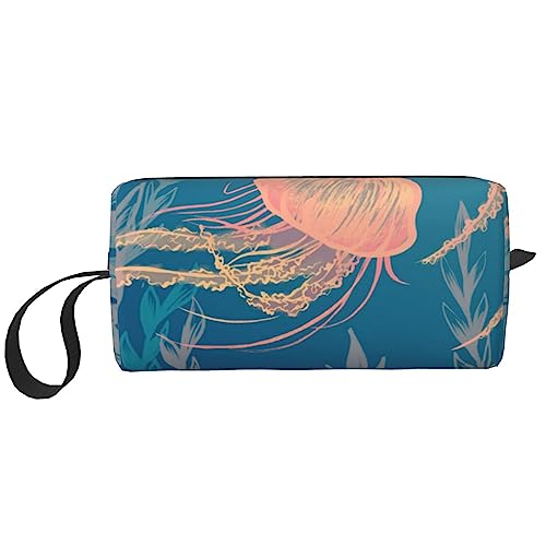 Reise-Make-up-Tasche, tragbare Kulturtasche, große Kapazität, Quallen-Illustration, Reise-Kosmetiktasche, multifunktionale Aufbewahrungstasche, Siehe Abbildung, Einheitsgröße, Taschen-Organizer von XVBCDFG