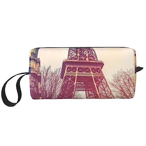 Reise-Make-up-Tasche, tragbare Kulturtasche, große Kapazität, Vintage-Eiffelturm-Reise-Kosmetiktasche, multifunktionale Aufbewahrungstasche, Siehe Abbildung, Einheitsgröße, Taschen-Organizer von XVBCDFG