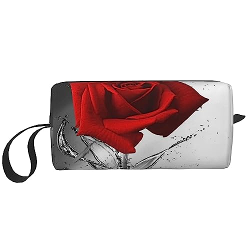 Rote Rose Reflexion Kosmetiktaschen für Frauen Tragbare Make-up-Tasche Reise Aufbewahrungstasche Täglich Empfang Tasche Große Kapazität Kulturbeutel, Siehe Abbildung, Einheitsgröße, Taschen-Organizer von XVBCDFG