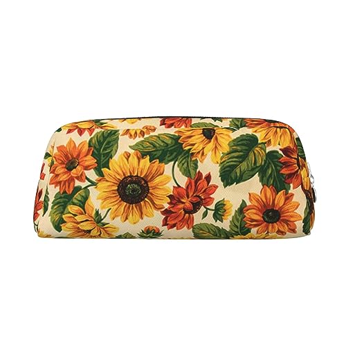 Rote Sonnenblume Make-up-Tasche Leder Federmäppchen Reise Kulturbeutel Kosmetiktasche tägliche Aufbewahrungstasche für Frauen, silber, Einheitsgröße, Taschen-Organizer von XVBCDFG