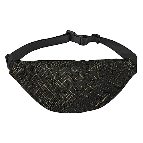 Schwarz Gold Plaid Taille Packs Einstellbare Casual Taille Tasche Pack Wandern Gürtel Taille Packs, Siehe Abbildung, Einheitsgröße, Lässiger Tagesrucksack von XVBCDFG