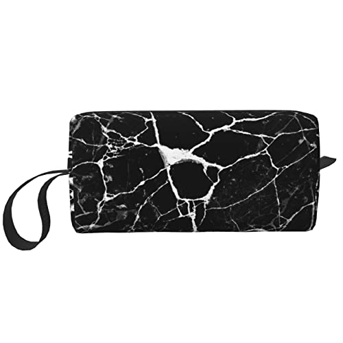 Streifen Weiß Schwarz Make-up Kulturbeutel für Frauen Kleine Kosmetik Reisetasche Reißverschluss Beutel Geldbörse Zubehör Organizer, Marmor Schwarz Weiß Empfangen Tasche, Einheitsgröße, von XVBCDFG