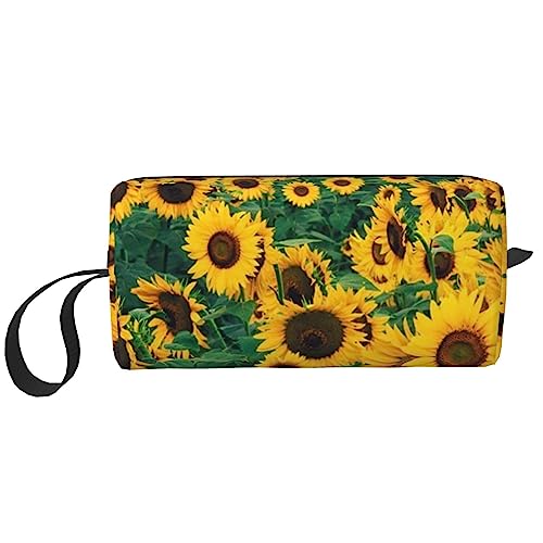 Viele schöne Sonnenblumen Kosmetiktaschen für Frauen Tragbare Make-up-Tasche Reise Aufbewahrungstasche Täglich Empfang Tasche Große Kapazität Kulturbeutel, Siehe Abbildung, Einheitsgröße, von XVBCDFG