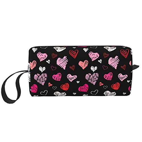 Vögel Make-up Tasche Kleine Kosmetik Kulturbeutel Weiß Geldbörse Beutel Reise Lagerung Zubehör, Rosa Herz Kulturbeutel, Einheitsgröße, Taschen-Organizer von XVBCDFG