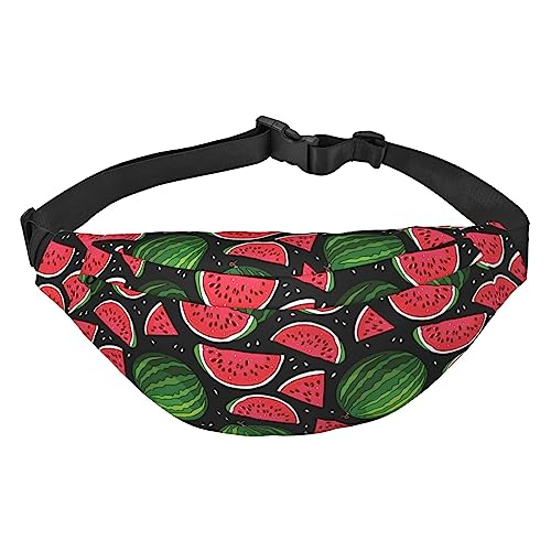 Wassermelone Bauchtasche für Männer Frauen Gürteltasche Verstellbare Hüfttasche für Reisen Gehen Laufen Bauchtaschen, Schwarz , Einheitsgröße, Lässiger Tagesrucksack von XVBCDFG