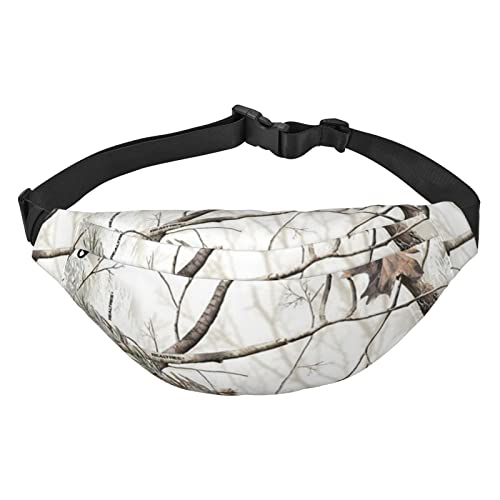 Weiße Bäume Camo Bauchtasche für Männer Frauen Gürteltasche Verstellbare Taille Pack für Reisen Gehen Laufen Bauchtaschen, Schwarz , Einheitsgröße, Lässiger Tagesrucksack von XVBCDFG