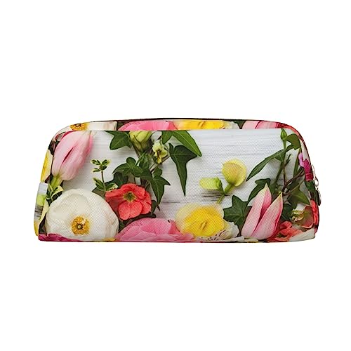 XVBCDFG Blumen Auf Holz Gedruckt Bleistift Fall Stehen Bis Bleistift Tasche Kleine Bleistifthalter Fall Schreibwaren Organizer Make-up Tasche mit Reißverschluss, gold, Einheitsgröße, Taschen-Organizer von XVBCDFG