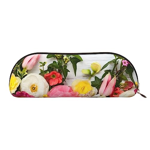 XVBCDFG Blumen Auf Holz Gedruckt Bleistift Fall Stehen Bis Bleistift Tasche Kleine Bleistifthalter Fall Schreibwaren Organizer Make-up Tasche mit Reißverschluss, gold, Einheitsgröße, Taschen-Organizer von XVBCDFG