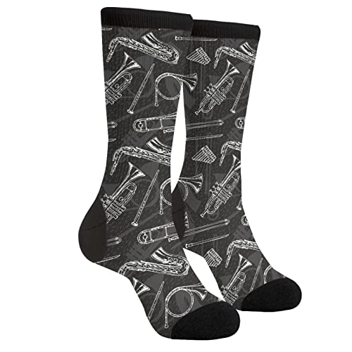 XVBCDFG Chemie Wissenschaft Socken Lustige Crew Kleid Socken für Männer Frauen, Posaune Trompete, Einheitsgröße von XVBCDFG