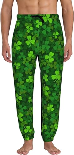 XVBCDFG Coole Herren-Jogginghose St. Patrick's Day, grünes Kleeblatt, lässige Jogginghose mit Kordelzug, mehrfarbig, 34-37 von XVBCDFG