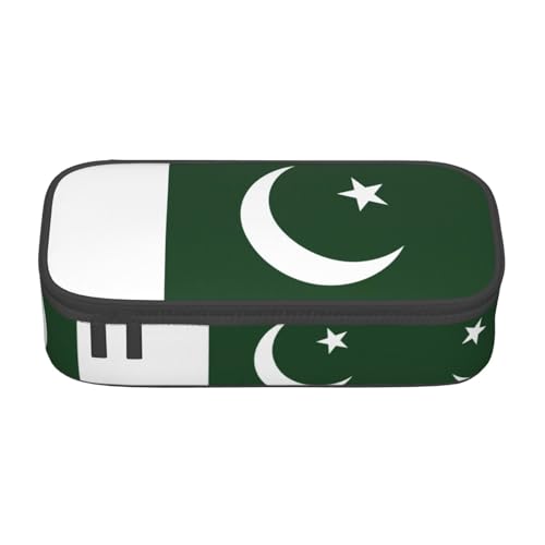 XVBCDFG Federmäppchen, Motiv: Flagge von Pakistan, großes Fassungsvermögen, ästhetischer Schreibwaren-Organizer mit Reißverschluss, Siehe Abbildung, Einheitsgröße, Federmäppchen von XVBCDFG