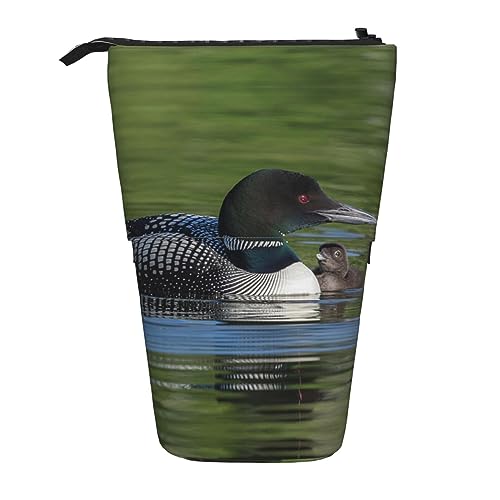 XVBCDFG Federmäppchen, niedliches Stehendes Federmäppchen, einziehbarer Stifthalter, Garten mit Vögeln und Blumen, Schreibwaren-Organizer-Tasche, Loon Nature Bird, Einheitsgröße, Federmäppchen von XVBCDFG