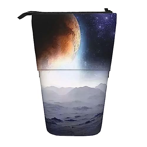 XVBCDFG Federmäppchen, niedliches stehendes Federmäppchen, einziehbarer Stifthalter, neblige Landschaft, Schreibwaren-Organizer-Tasche, Galaxie Natur Milchstraße, Einheitsgröße, Federmäppchen von XVBCDFG