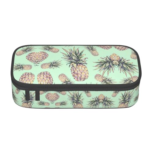 XVBCDFG Federmäppchen mit Ananas-Motiv, großes Fassungsvermögen, ästhetischer Schreibwaren-Organizer mit Reißverschluss, Siehe Abbildung, Einheitsgröße, Federmäppchen von XVBCDFG