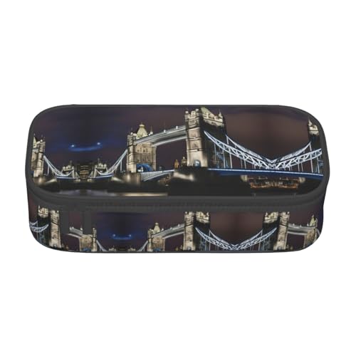 XVBCDFG Federmäppchen mit Aufdruck "Tower Bridge in London", großes Fassungsvermögen, ästhetischer Schreibwaren-Organizer mit Reißverschluss, Siehe Abbildung, Einheitsgröße, Federmäppchen von XVBCDFG