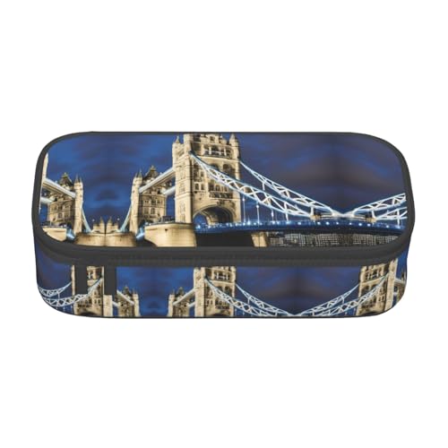 XVBCDFG Federmäppchen mit Aufdruck "Tower Bridge in London", großes Fassungsvermögen, ästhetischer Schreibwaren-Organizer mit Reißverschluss, Siehe Abbildung, Einheitsgröße, Federmäppchen von XVBCDFG