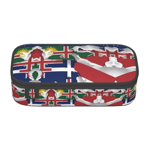 XVBCDFG Federmäppchen mit Aufdruck "Turks- und Caicosinseln"-Flagge, großes Fassungsvermögen, ästhetischer Schreibwaren-Organizer mit Reißverschluss, Siehe Abbildung, Einheitsgröße, Federmäppchen von XVBCDFG