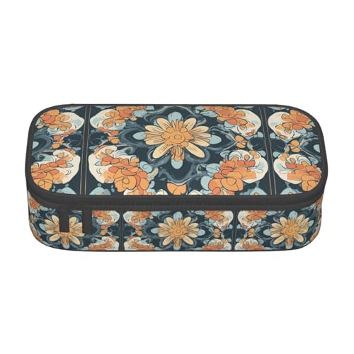 XVBCDFG Federmäppchen mit Blumendruck, großes Fassungsvermögen, ästhetischer Schreibwaren-Organizer mit Reißverschluss, Siehe Abbildung, Einheitsgröße, Federmäppchen von XVBCDFG