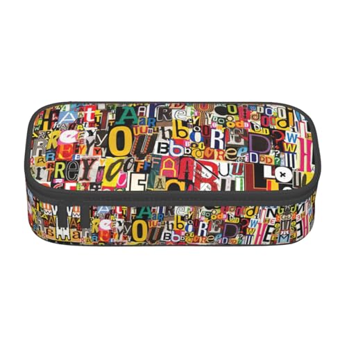 XVBCDFG Federmäppchen mit Buchstaben- und Zahlenaufdruck, großes Fassungsvermögen, ästhetischer Schreibwaren-Organizer mit Reißverschluss, Siehe Abbildung, Einheitsgröße, Federmäppchen von XVBCDFG